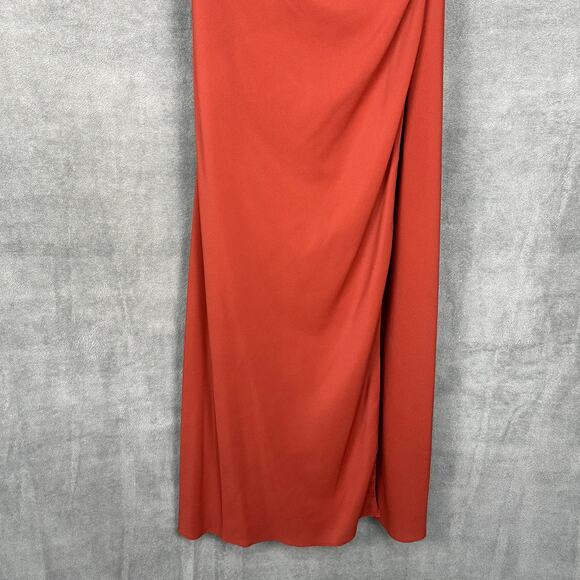 Azazie Dress Womens A4 Rust Maxi Sleeveless Gown Wedding Bridesmaid Slit Keyhole - Picture 3 of 14